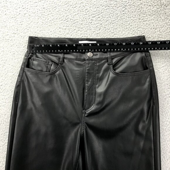LOFT Womens Size 28/6 Black Faux Leather High Rise Straight Leg Ankle Pants - Picture 9 of 14